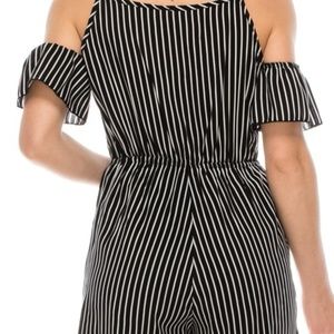 STRIPE RAYON CHALLIS ROMPER WITH KEYHOLE SPAGUETTi